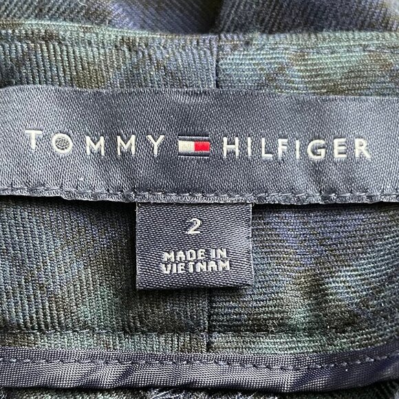 Tommy Hilfiger Ashby Ankle Tartan Plaid Preppy Poly Rayon Pants Navy Green Sz 2 - Picture 10 of 13